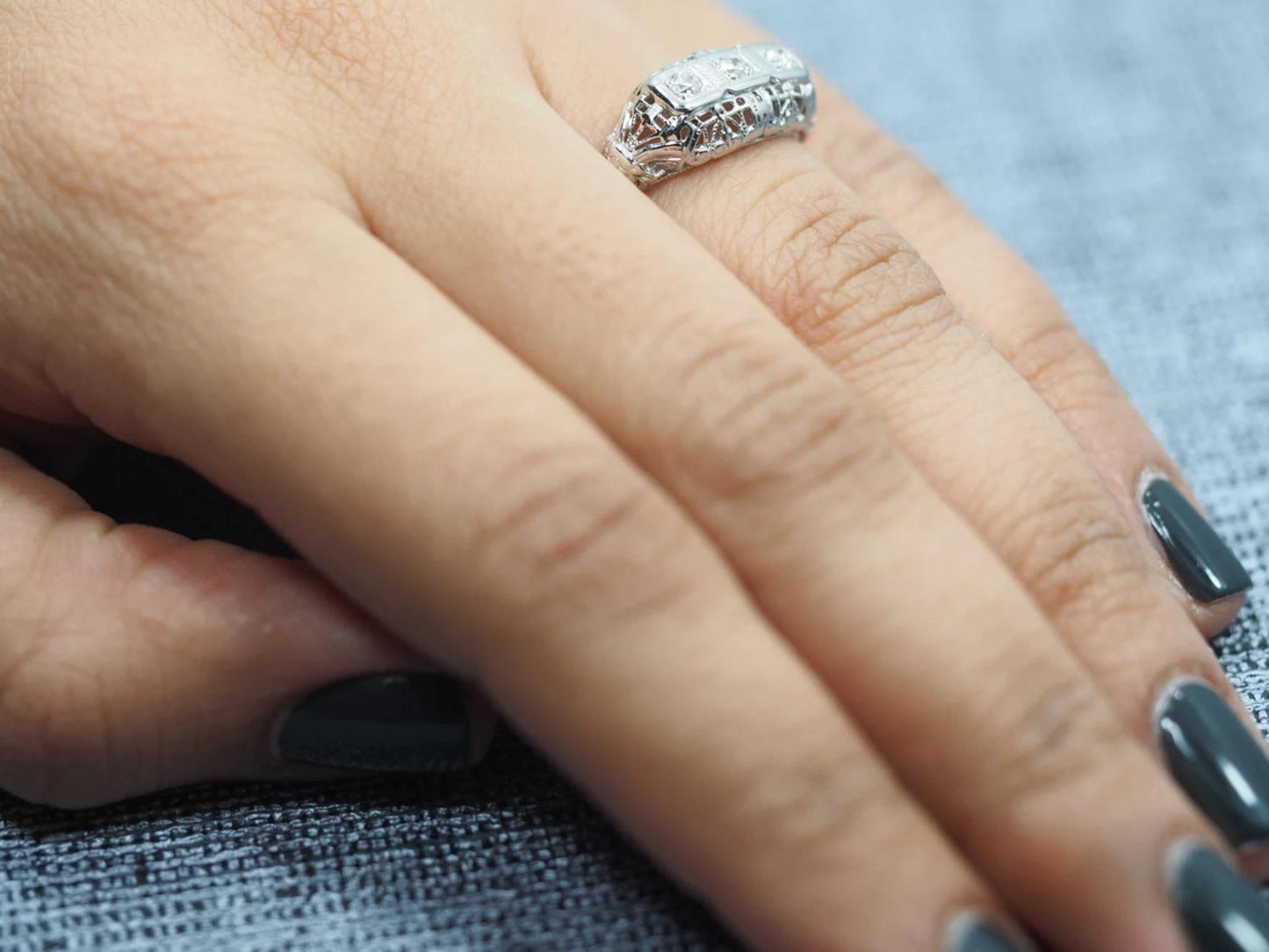 Filigree 1940's Engagement Ring with Old European Transitional Cut Diamond