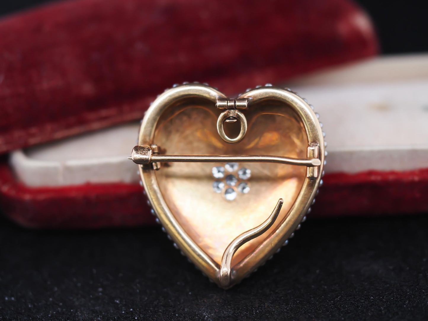 1890s Antique Old Mine Diamond and Seed Pearl Heart Pendant and Brooch