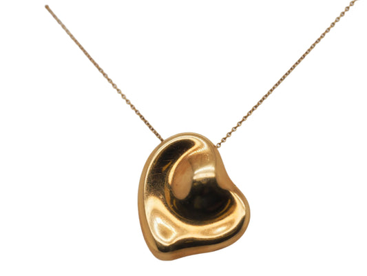 18K Yellow Gold XL Tiffany & Co. Elsa Peretti Heart Pendant Necklace