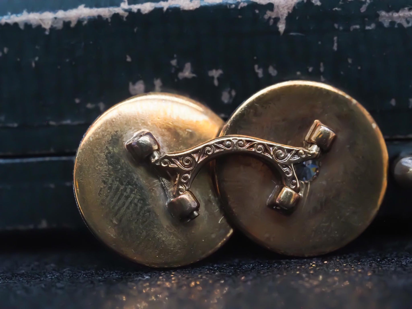 Edwardian Platinum and 14K Yellow Gold Diamond Cufflinks