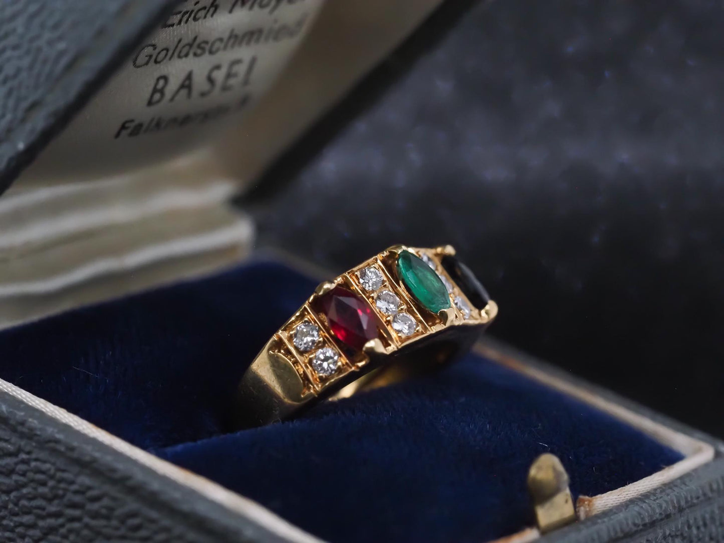 Vintage Van Cleef & Arpels Ruby Sapphire Emerald & Diamond Ring