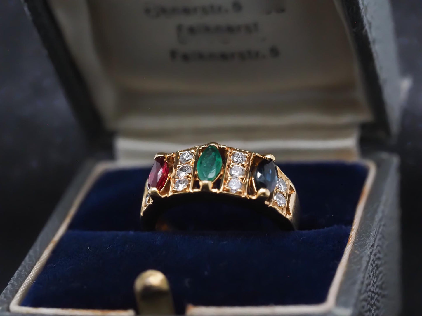 Vintage Van Cleef & Arpels Ruby Sapphire Emerald & Diamond Ring