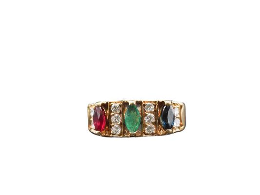 Vintage Van Cleef & Arpels Ruby Sapphire Emerald & Diamond Ring