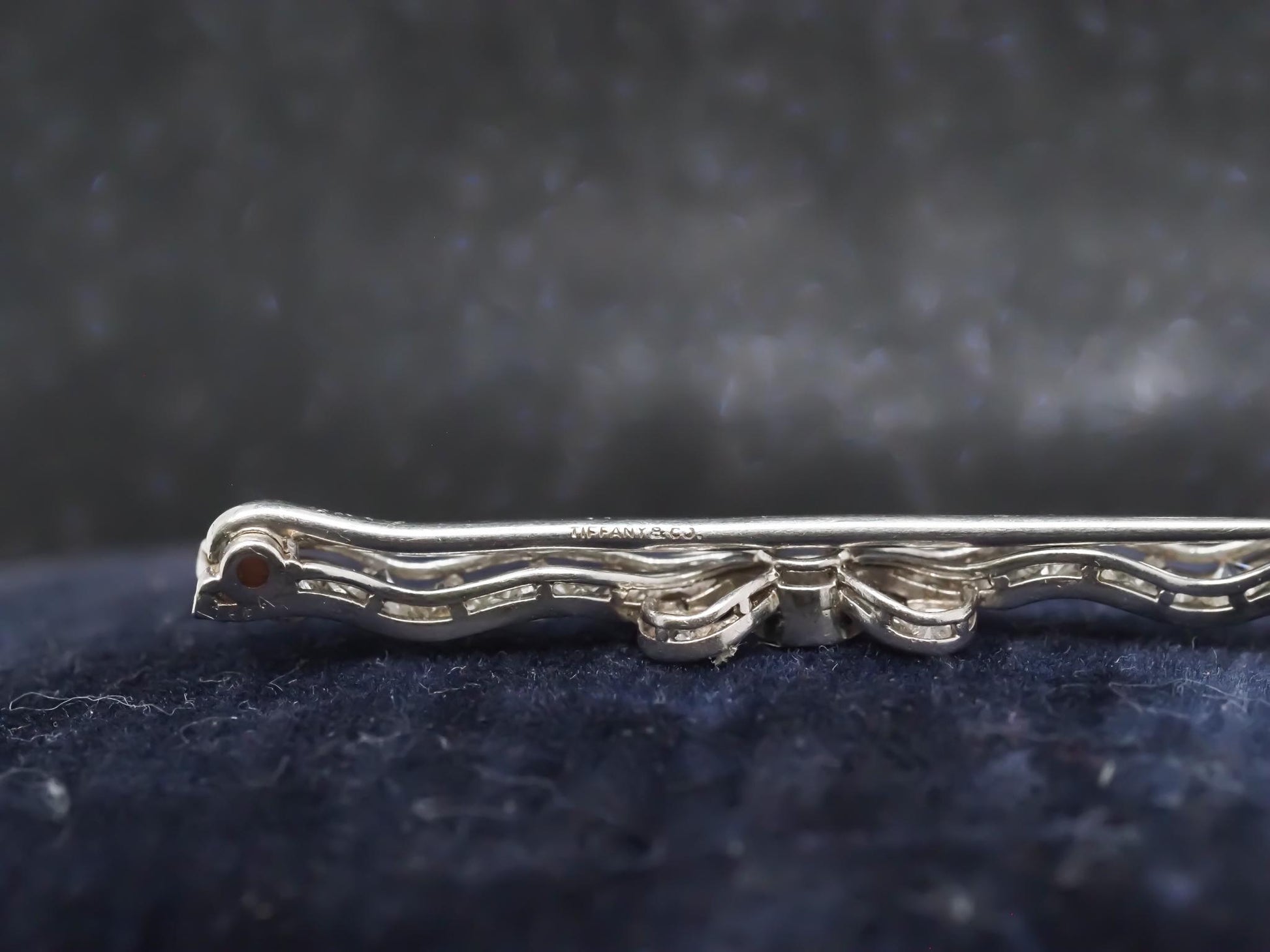 Edwardian Platinum Tiffany & Co. Old European Diamond Ribbon Brooch