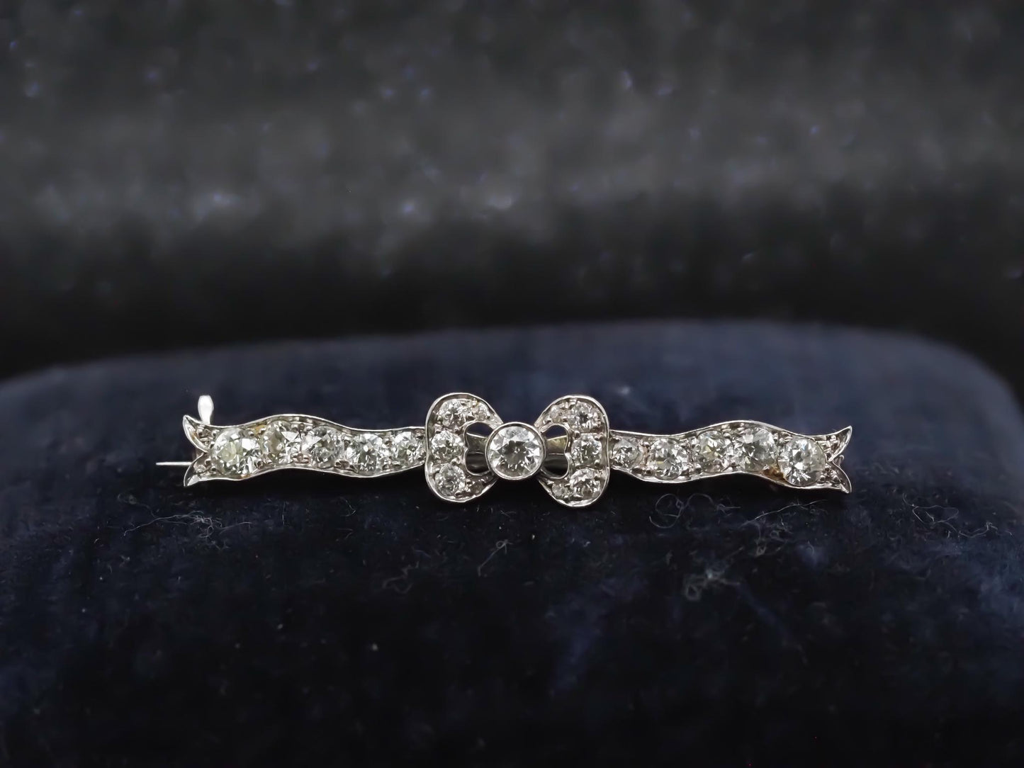 Edwardian Platinum Tiffany & Co. Old European Diamond Ribbon Brooch