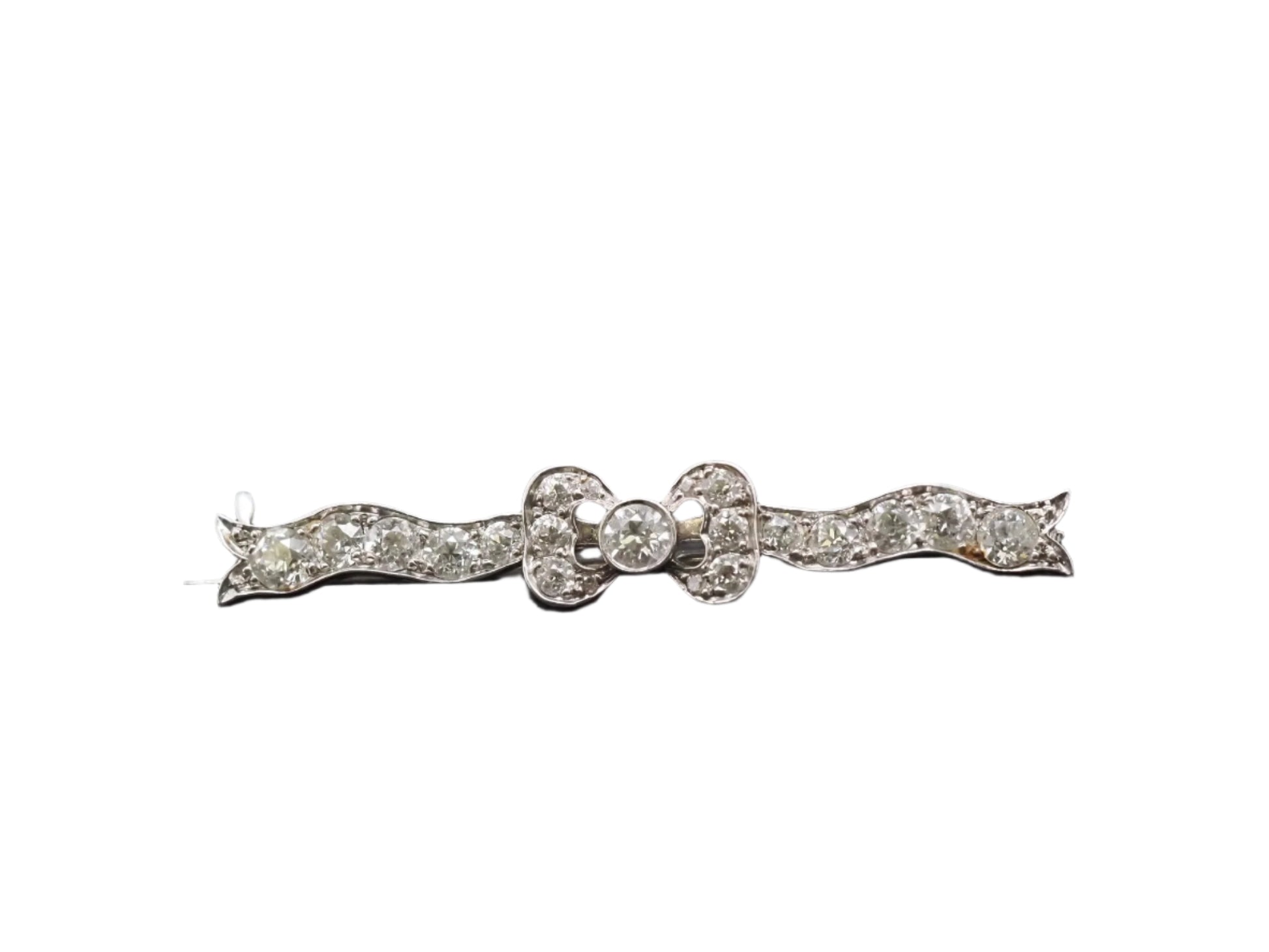 Edwardian Platinum Tiffany & Co. Old European Diamond Ribbon Brooch