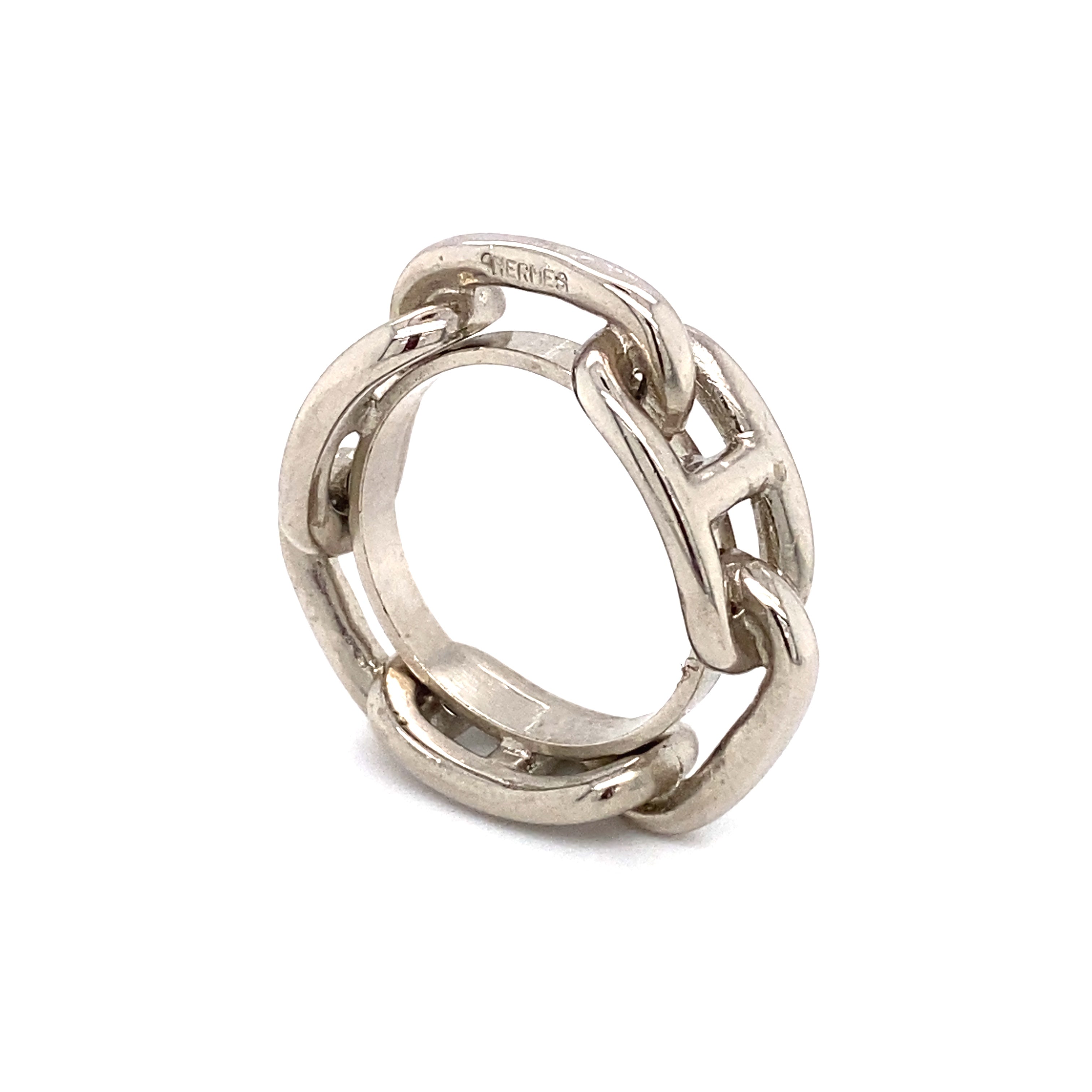 Vintage Hermès Silver Tone Horsebit Scarf Ring FD521A -  UK