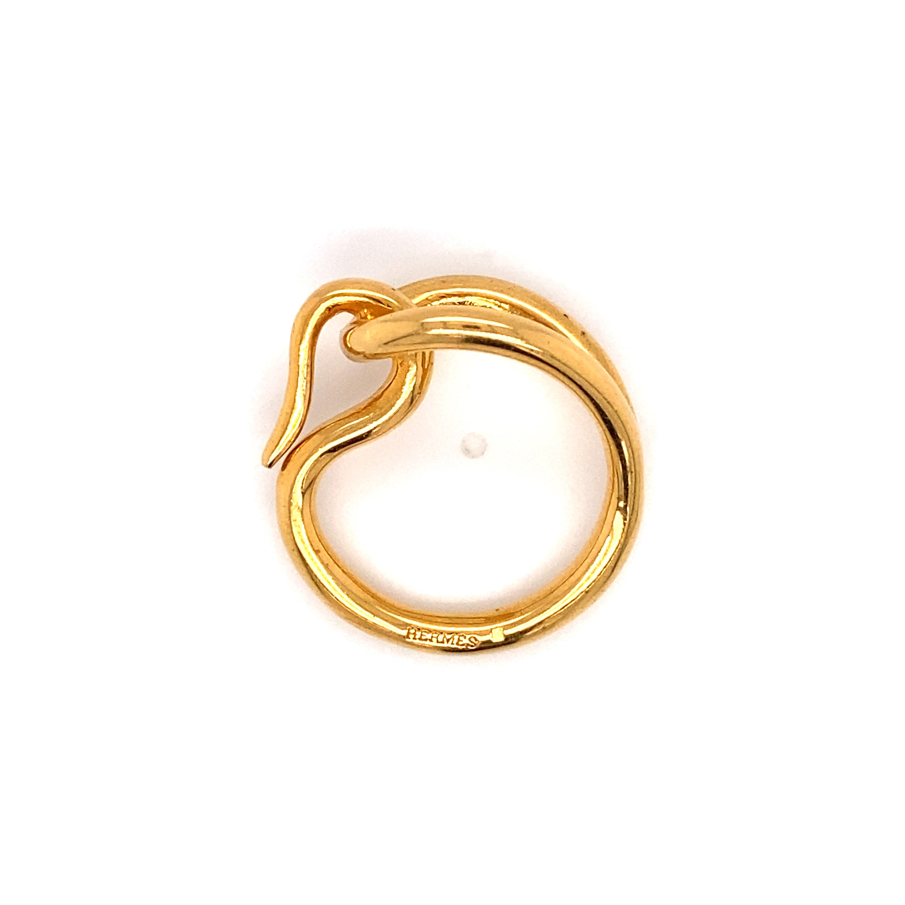 Vintage HERMES Scarf Ring Bouet Circle Design Gold Tone Excellent+ no box