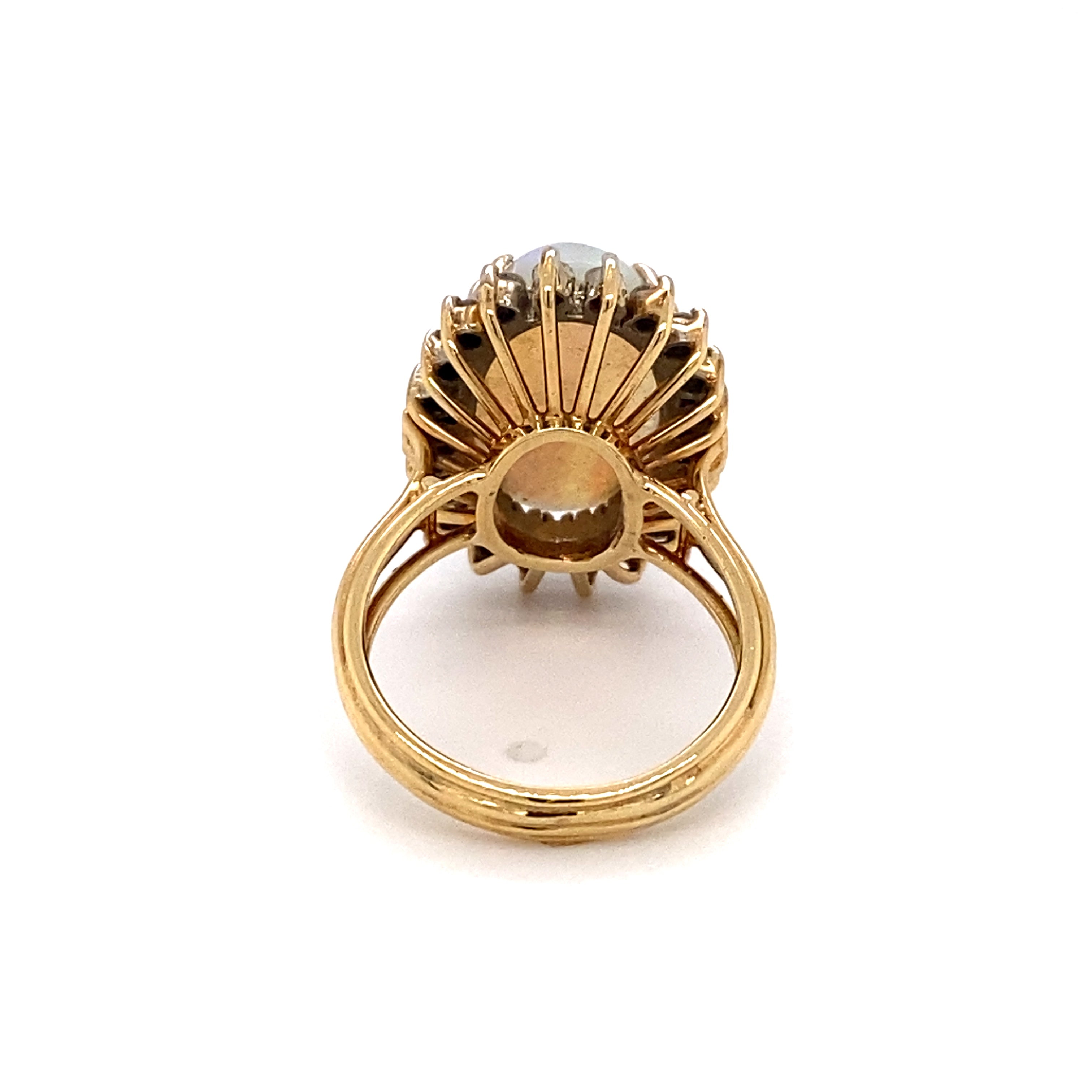 Retro 3.0 Carat Striped Opal and Diamond Ring in 18K Gold