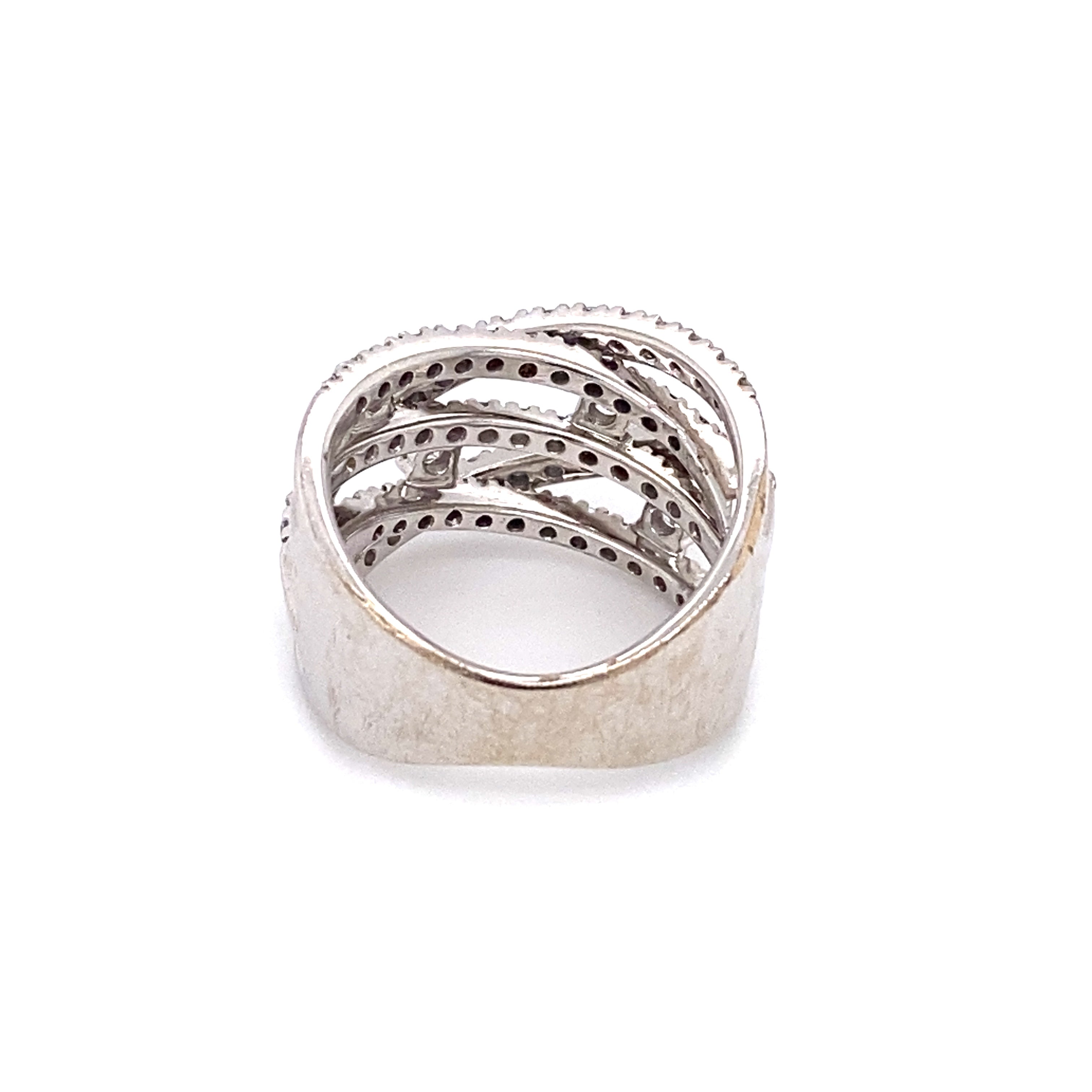 Circa 1990 Criss Cross Diamond Ring in 14K White Gold - The Verma