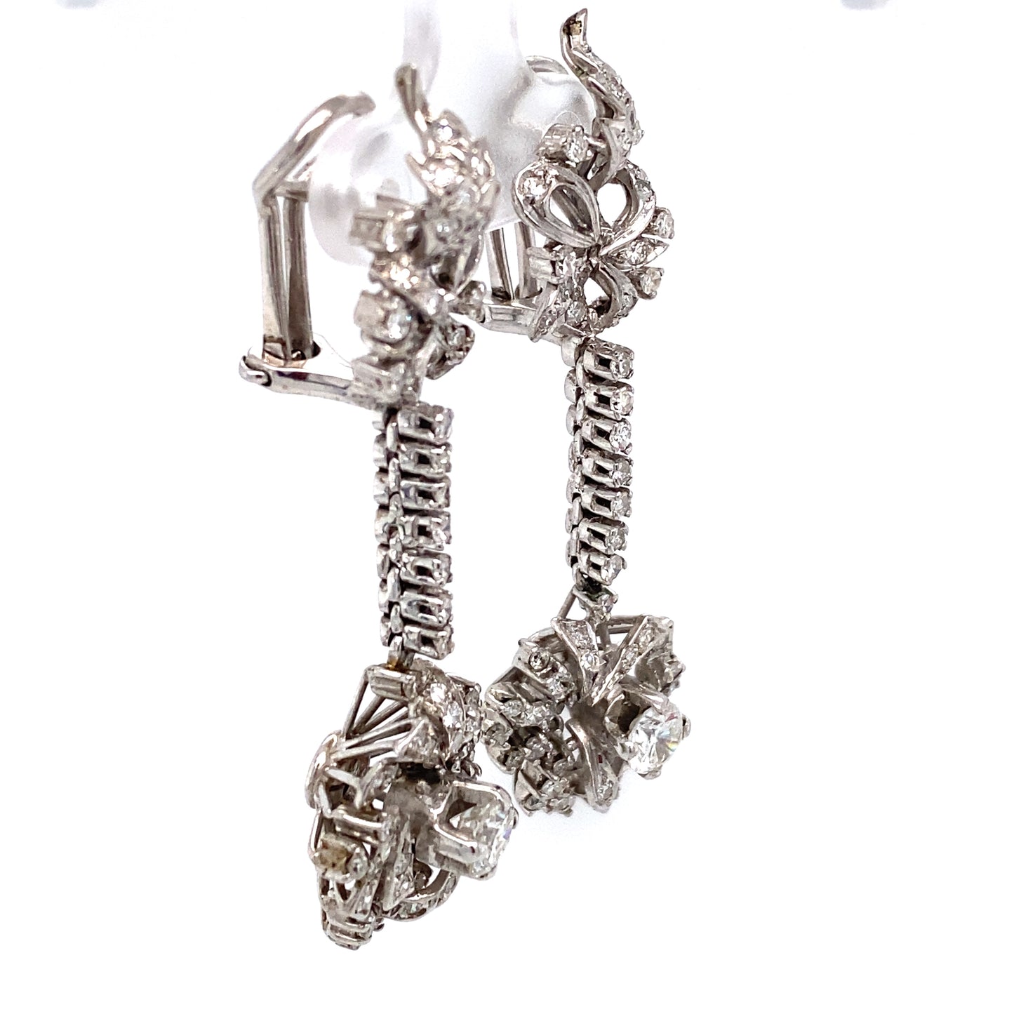Circa 1930s 4.5 Carat Diamond Dangle Earrings in Platinum