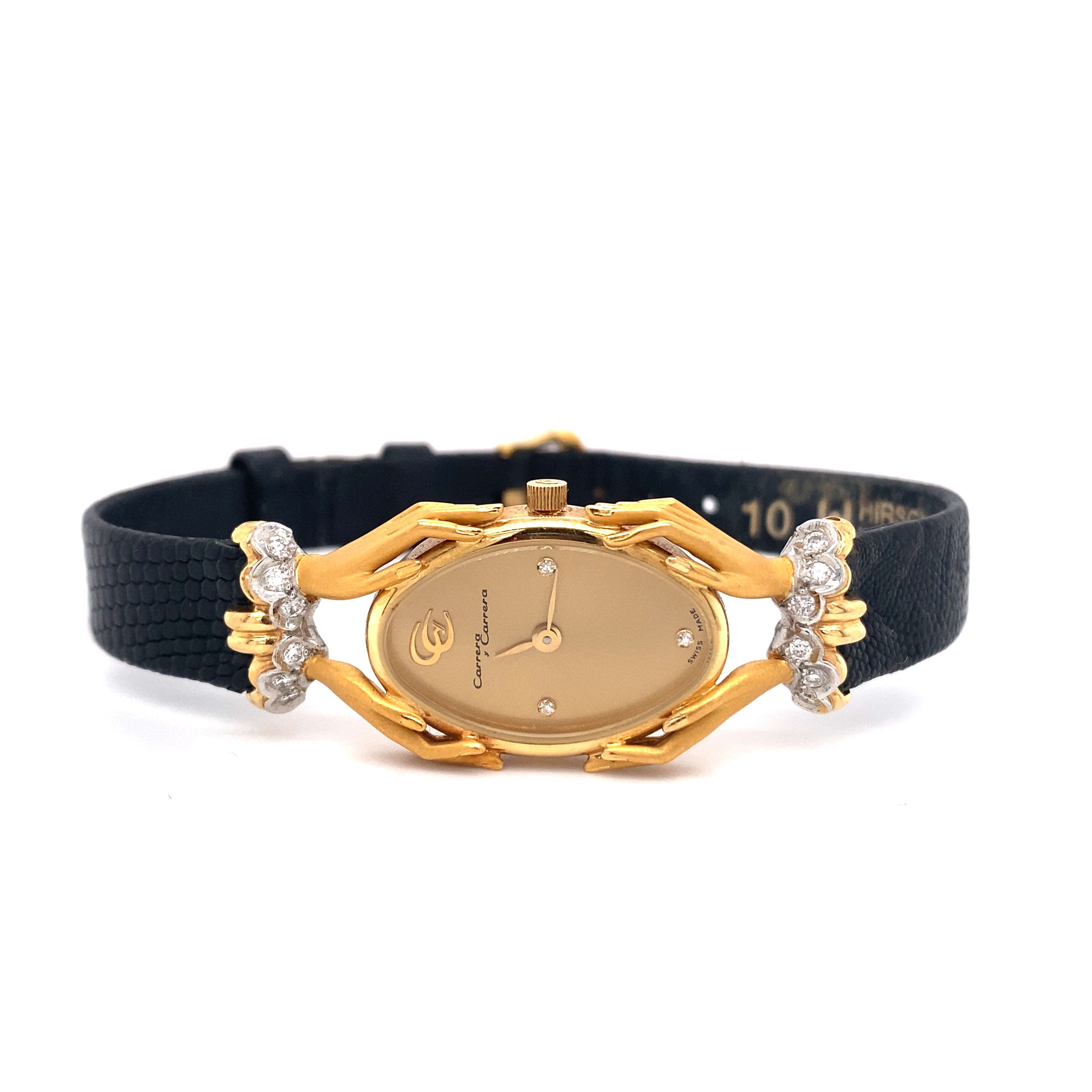 Carrera y Carrera Womens Wrist Watch with Lizard Band in 18K Gold The Verma Group