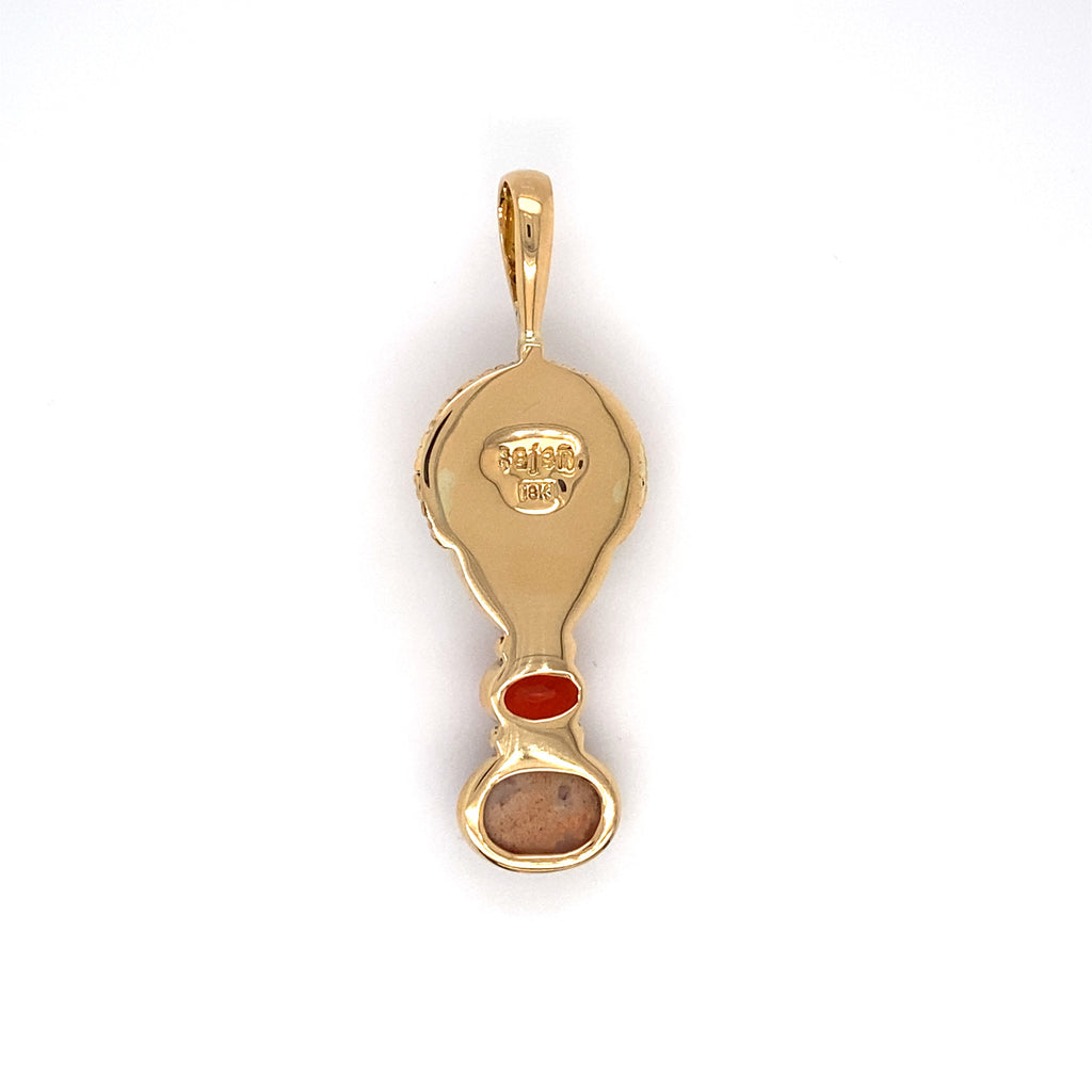 Sajen Goddess Pendant with Carved Quartz, Citrine and Opal in 18K Gold