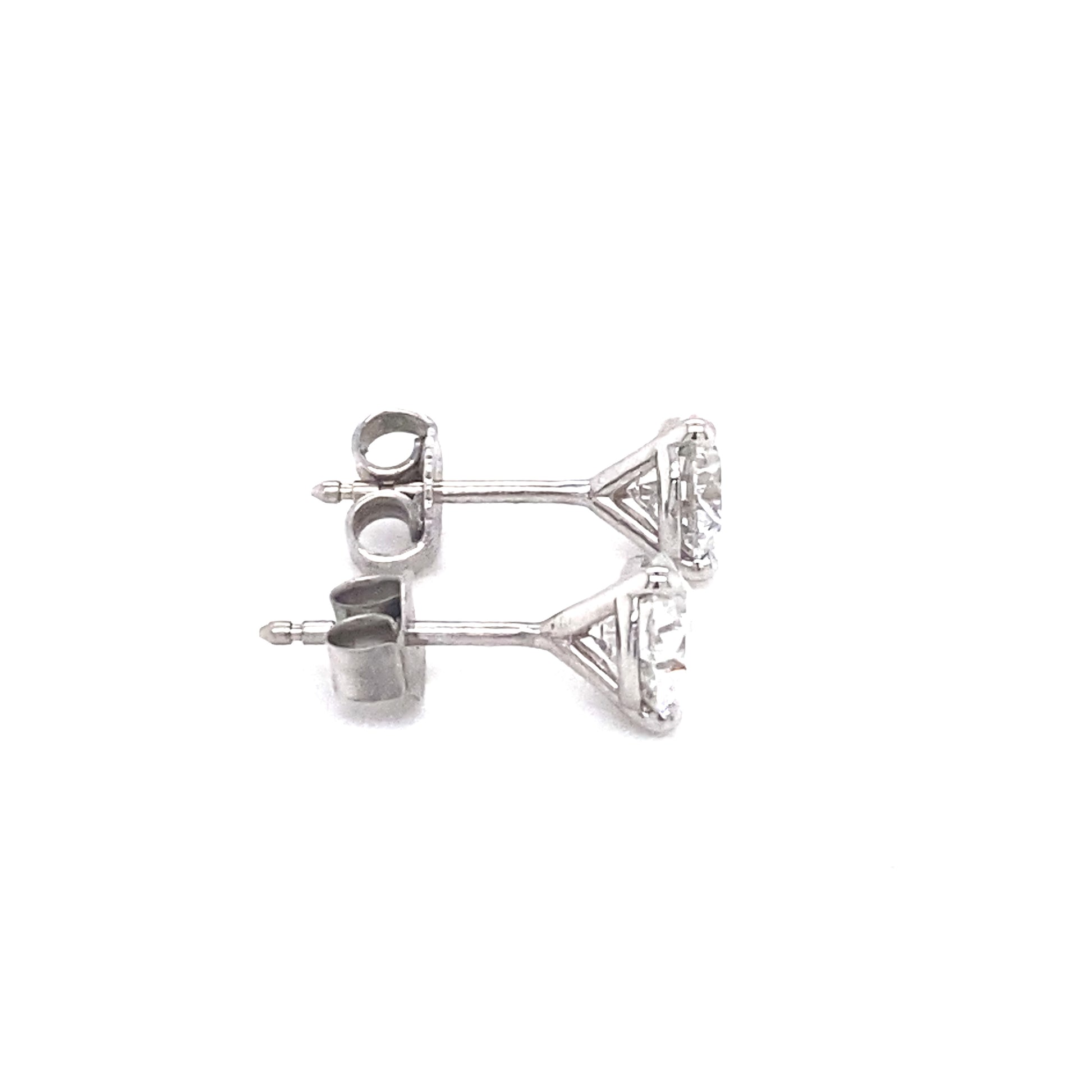 14Kw Round Diamond Stud Earrings 2.00 CT TW Screw Back - Beryl Jewelers