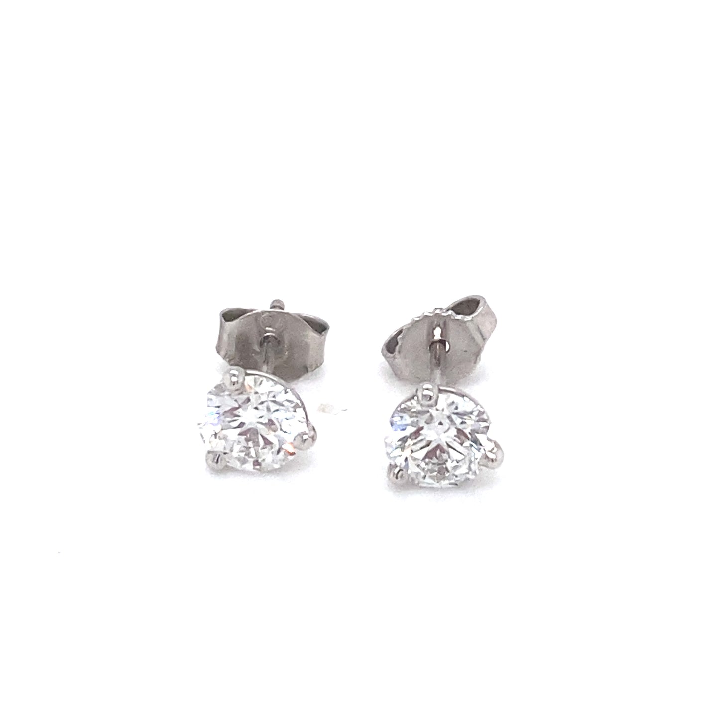 Circa 2000s 1.50 Carat Round Diamond Stud Earrings in 14K White Gold