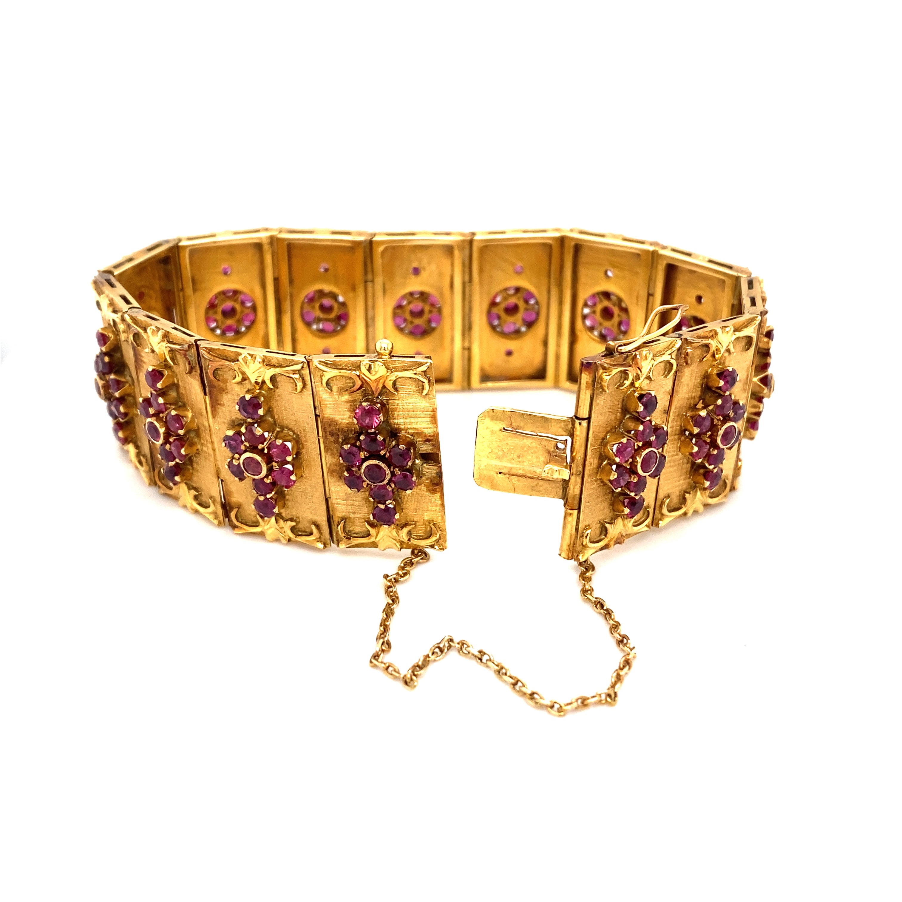 Circa 1960s Ruby Panel Bracelet in 14K Gold - The Verma Group