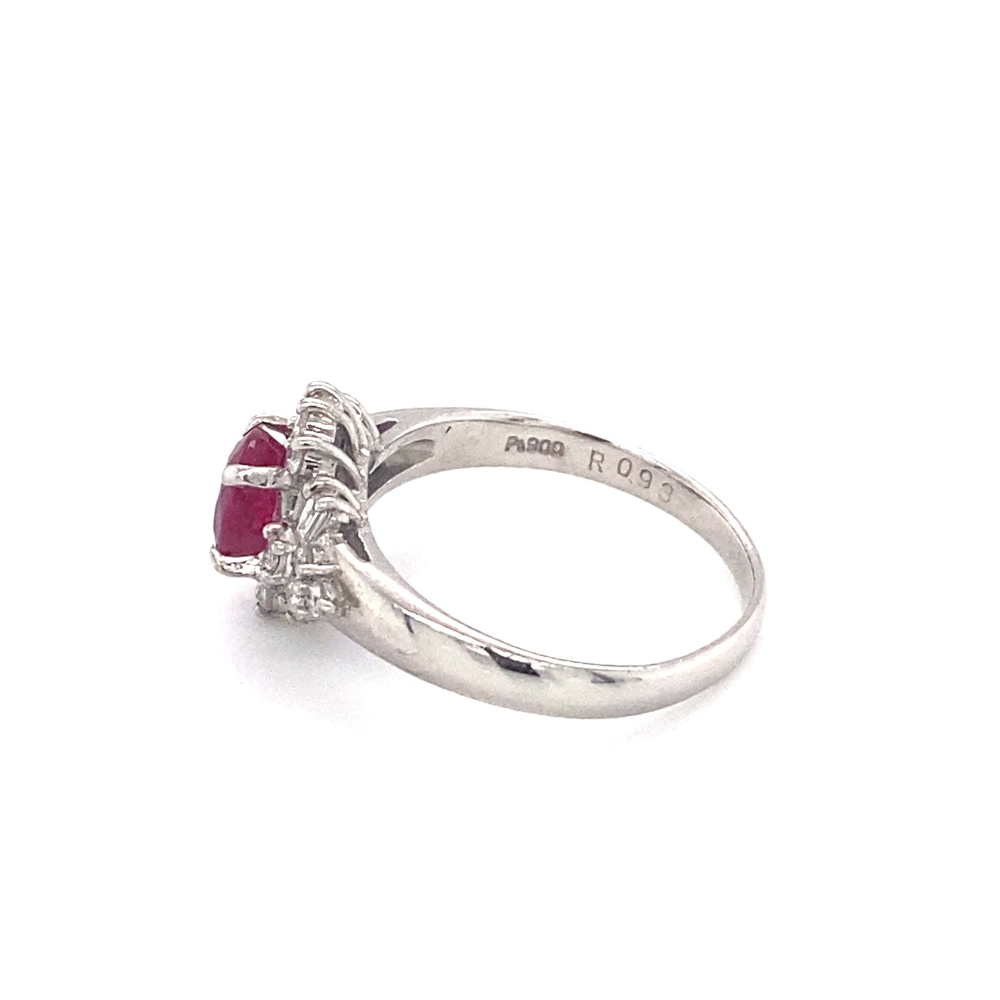 Circa 2000s 0.93ct Ruby and Diamond Engagement Ring in Platinum