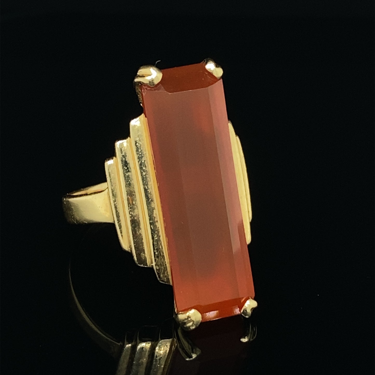 Circa 1950s Elongated Garnet Ring in 14K Gold