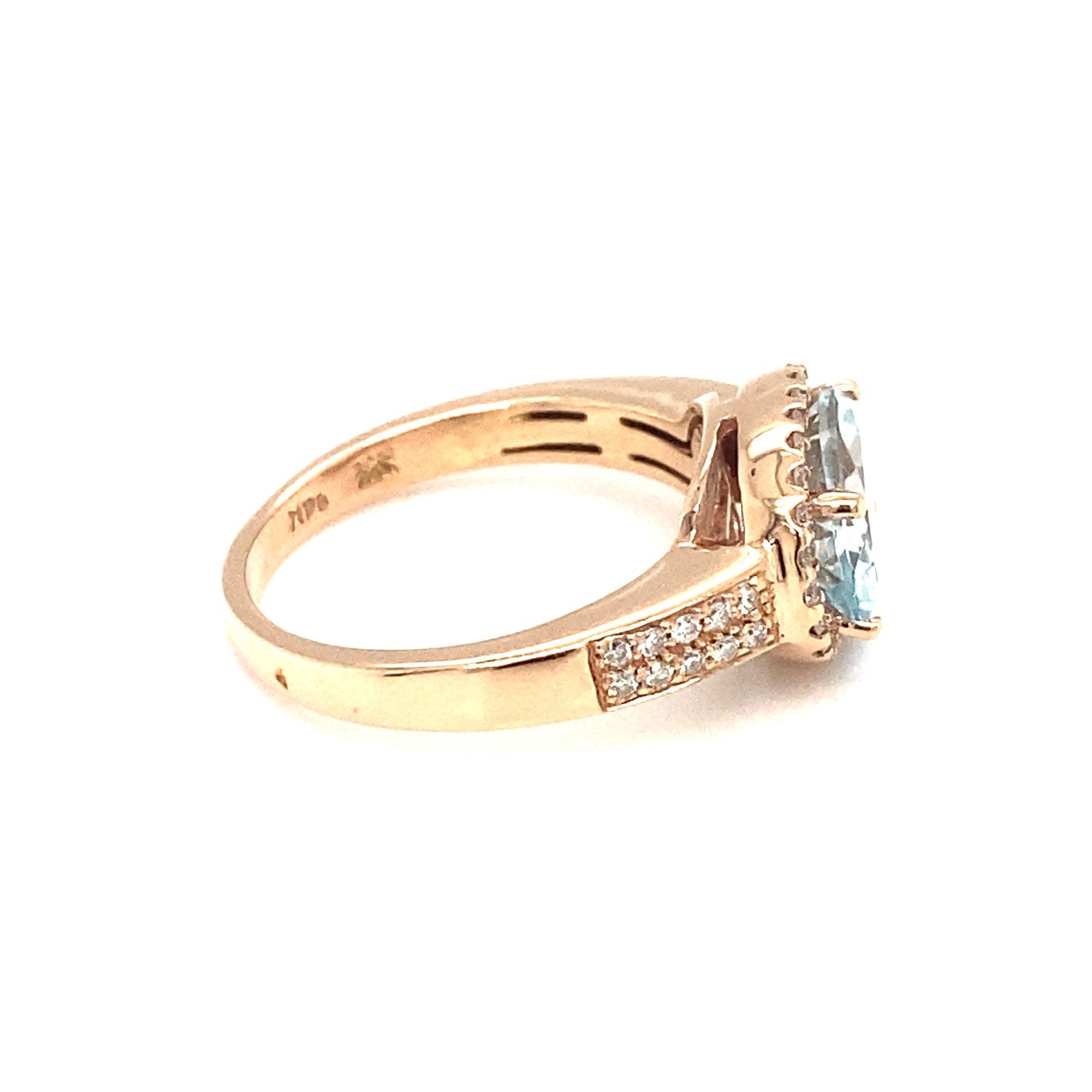 LE VIAN East-West Set Aquamarine and Diamond Ring in 14K Rose Gold