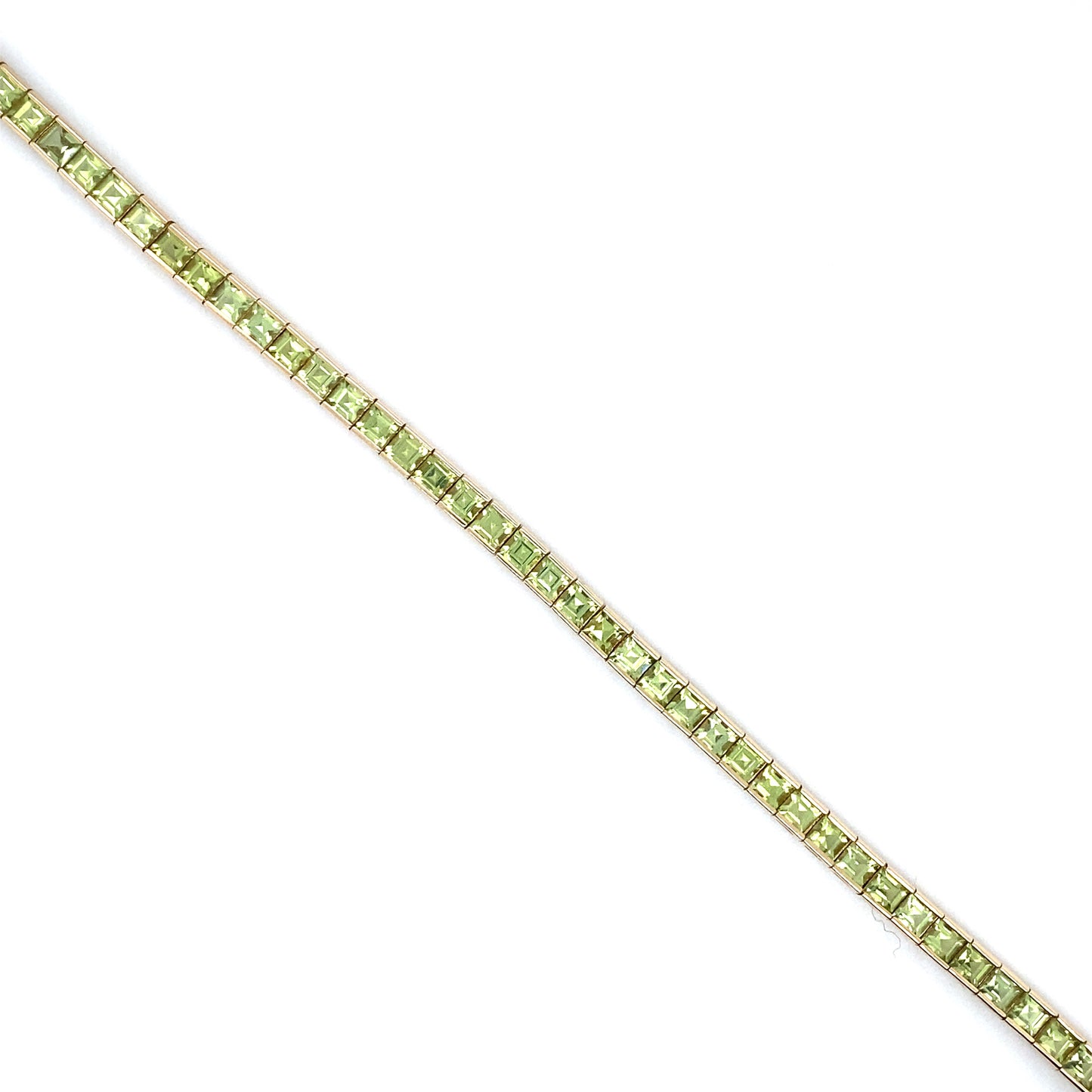 Circa 2000s Asscher Cut Peridot Tennis Bracelet in 14K Gold