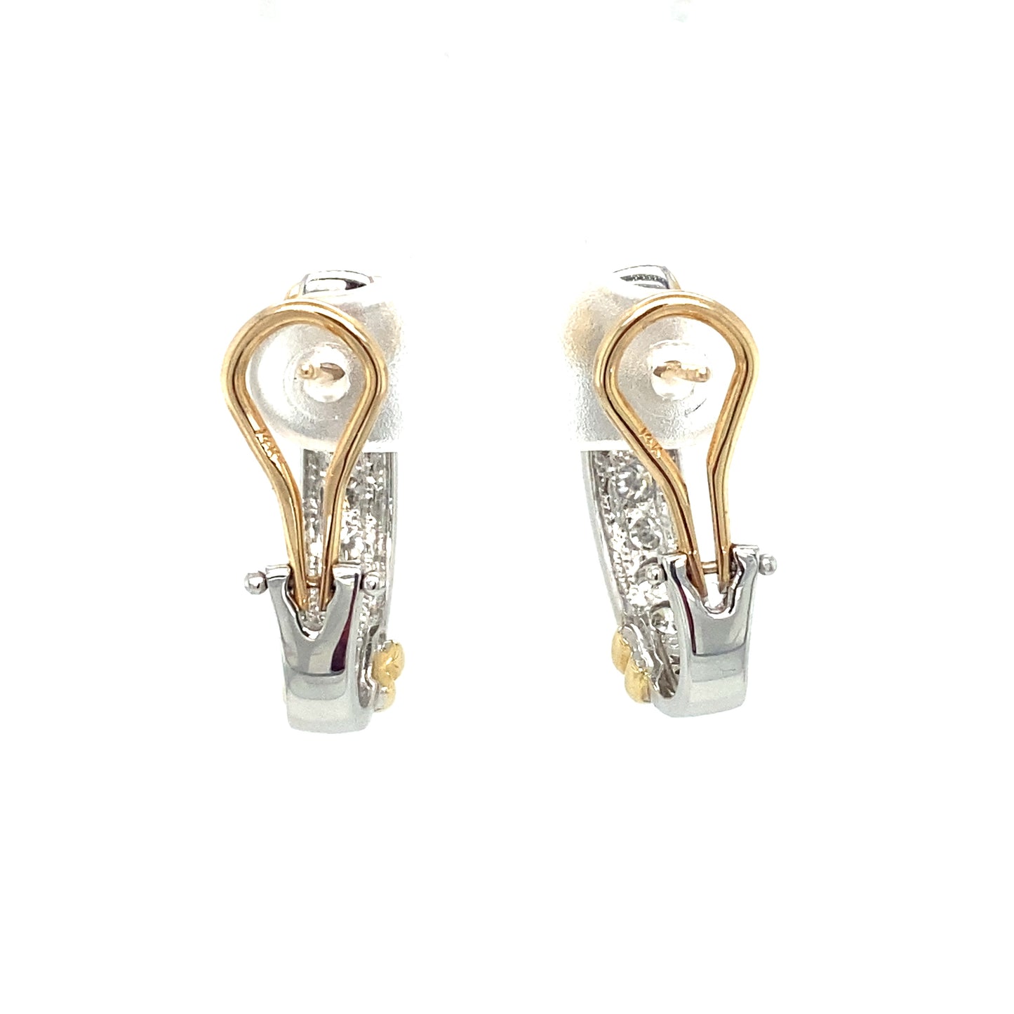 Circa 2000s 1.75 CTW Diamond Hoop Earrings in Two Tone 14K Gold