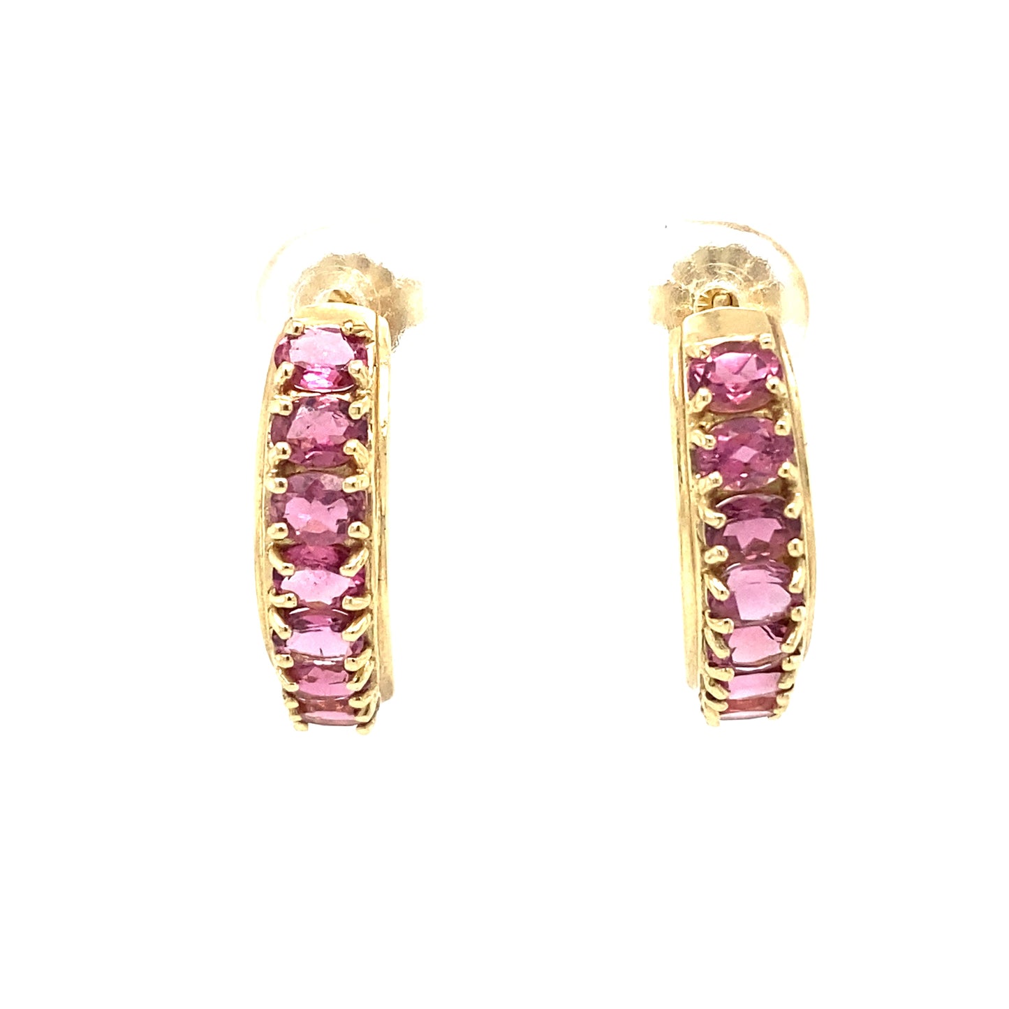 Circa 1990s 2.0ctw Pink Tourmaline Curved Earrings in 14K Gold