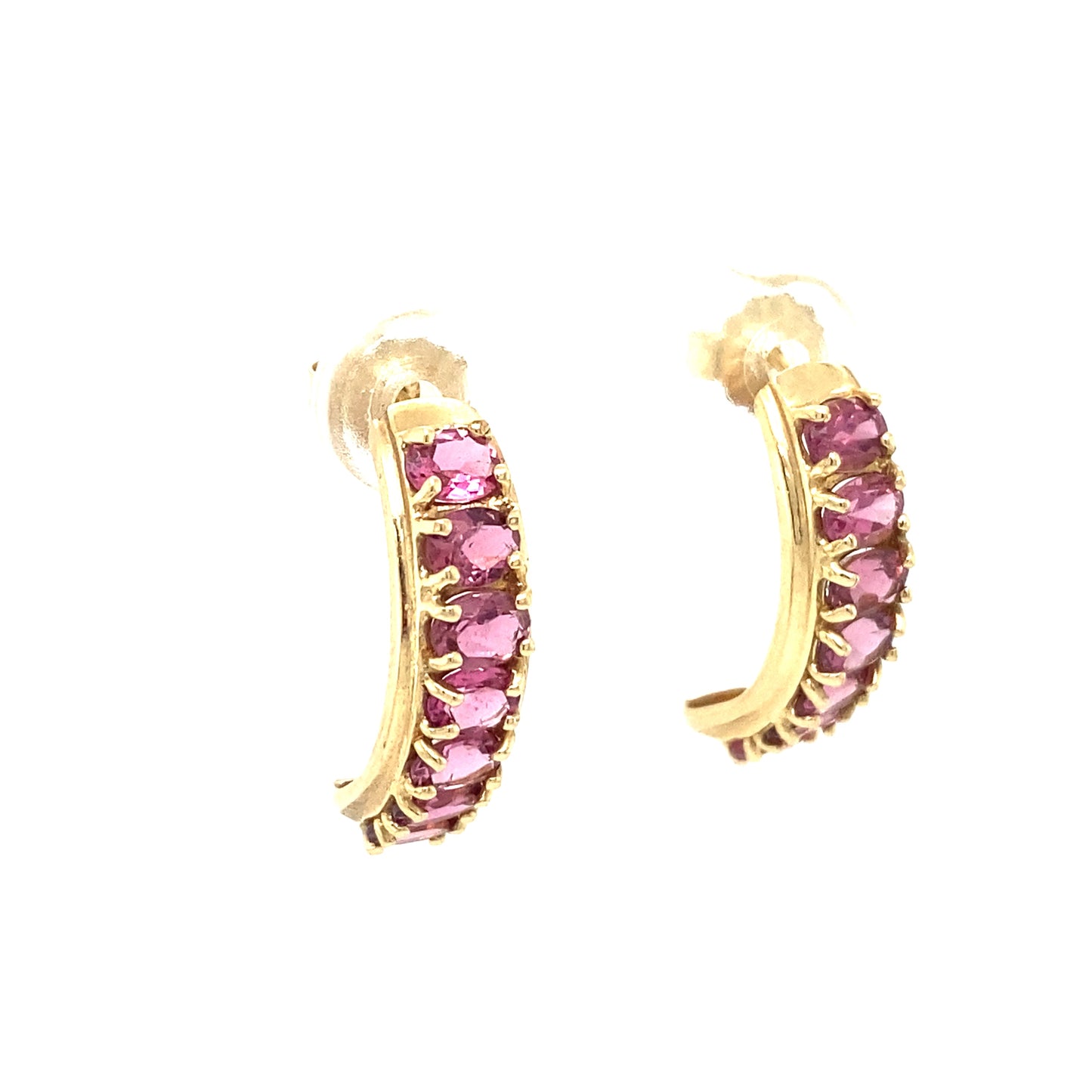 Circa 1990s 2.0ctw Pink Tourmaline Curved Earrings in 14K Gold