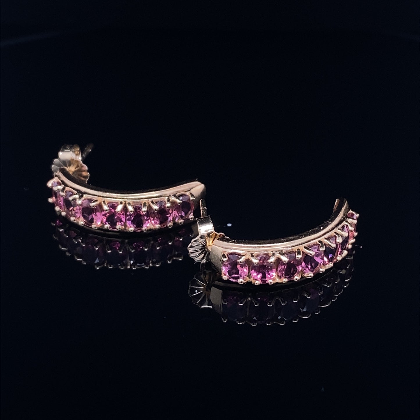 Circa 1990s 2.0ctw Pink Tourmaline Curved Earrings in 14K Gold