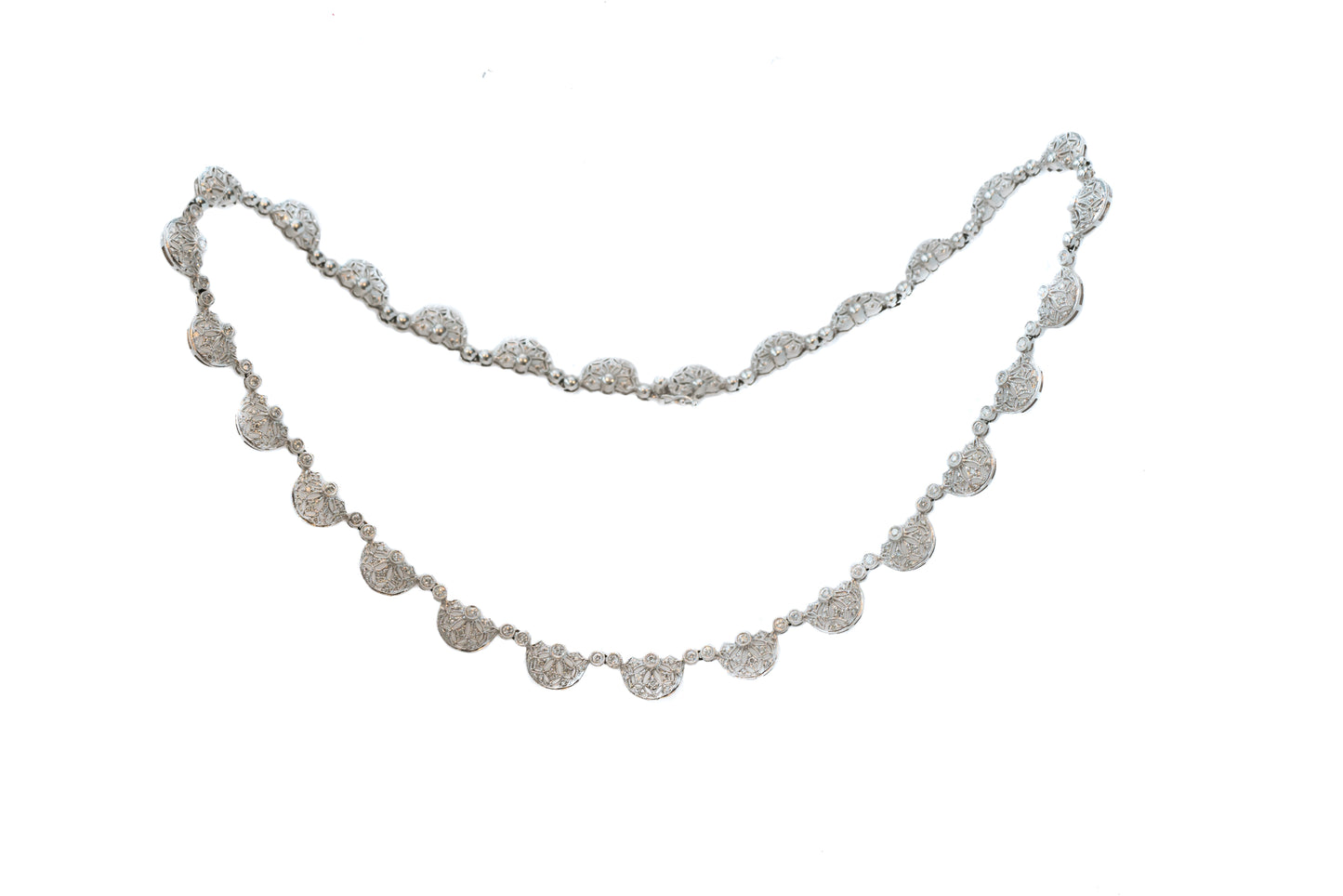 18k White Gold Diamond Princess Necklace