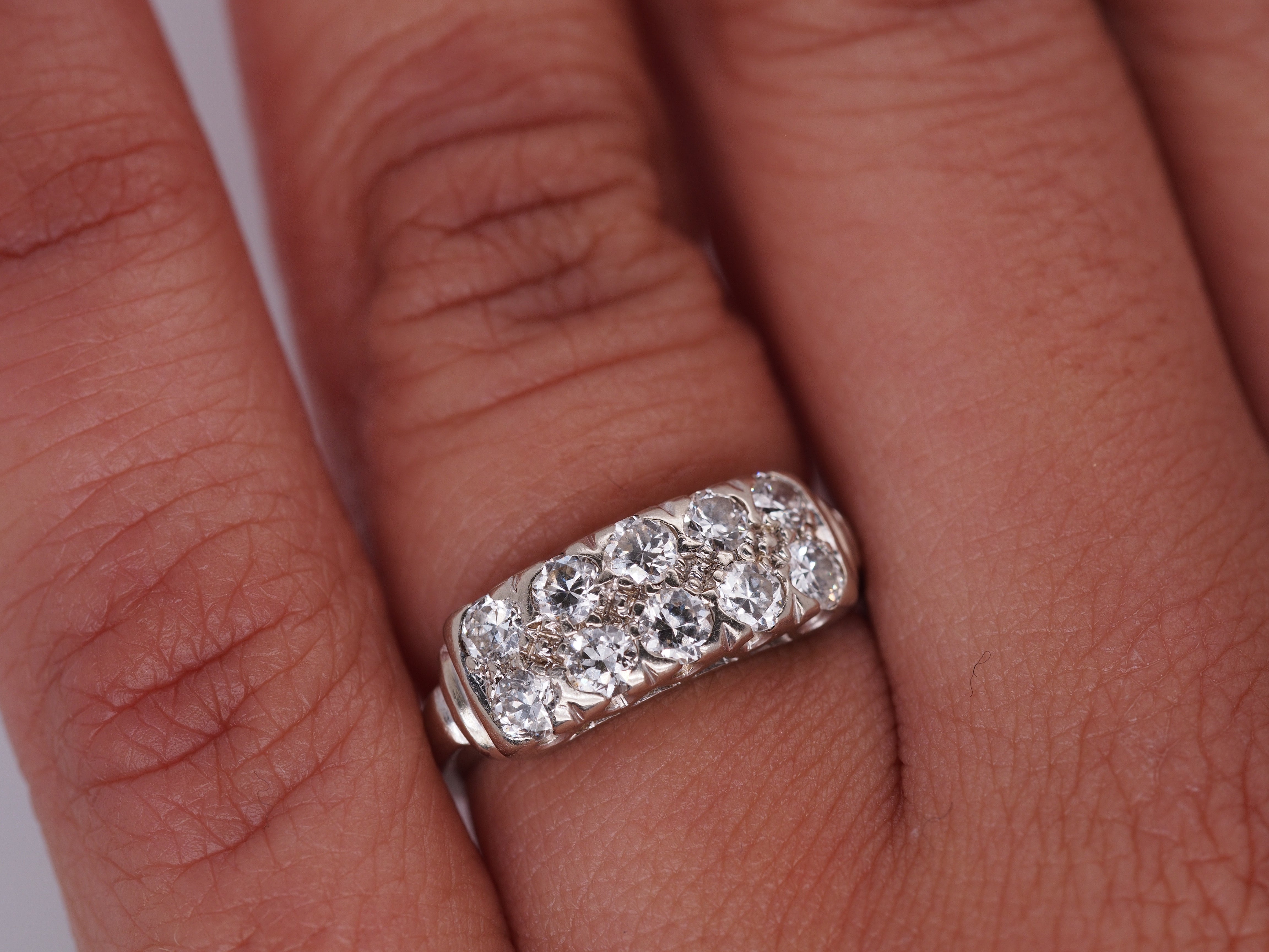 Two Row Diamond Anniversary Ring 14K White Gold