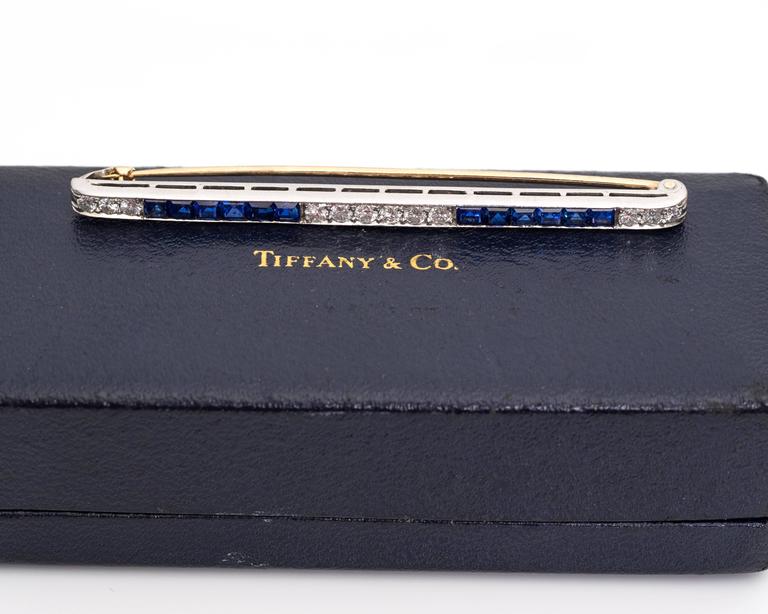 1940s Tiffany & Co. Platinum, Diamond & Sapphire Bar Pin
