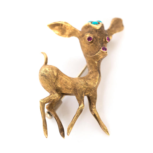 Cartier 18 Karat Yellow Gold Bambi Fawn Pin